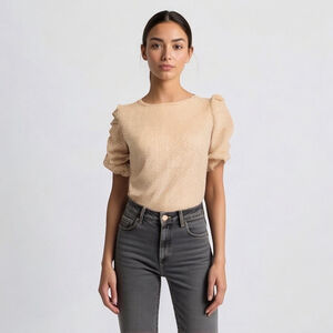 Jules & Leopold Women's Half Sleeve Ruched Top Womens Sz Small Beige Nude